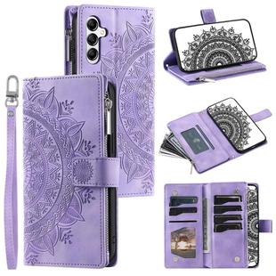 For Samsung Galaxy A17 5G Multi-Card Totem Zipper Leather Phone Case(Purple)