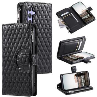 For Samsung Galaxy A17 5G Glitter Lattice Zipper Wallet Leather Phone Case(Black)