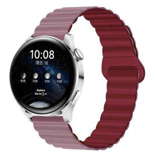 20mm Two Color Magnetic Silicone Watch Band(Smoke Purple Wine Red)