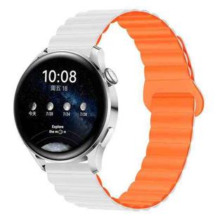 20mm Two Color Magnetic Silicone Watch Band(White Orange)