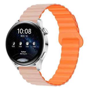 20mm Two Color Magnetic Silicone Watch Band(Pink Sand Orange)