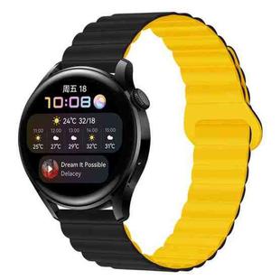 20mm Two Color Magnetic Silicone Watch Band(Black Yellow)