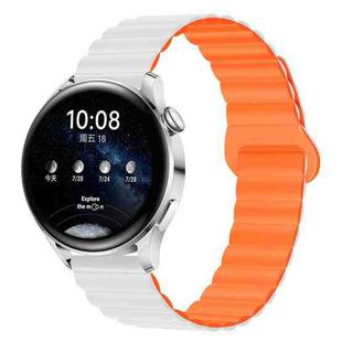 22mm Two Color Magnetic Silicone Watch Band(White Orange)