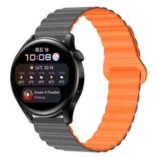 22mm Two Color Magnetic Silicone Watch Band(Grey Orange)