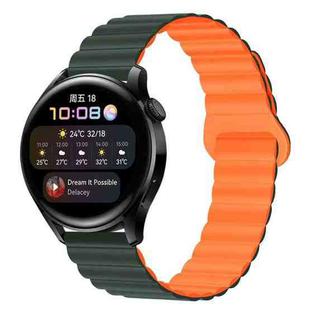 22mm Two Color Magnetic Silicone Watch Band(Dark Green Orange)