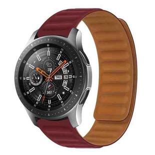 22mm Contrast Color Magnetic Silicone Watch Band(Wine Red)