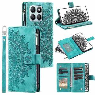 For Honor X6b 4G Global Multi-Card Totem Zipper Leather Phone Case(Green)