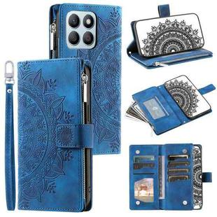 For Honor X6b 4G Global Multi-Card Totem Zipper Leather Phone Case(Blue)