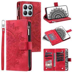 For Honor X6b 4G Global Multi-Card Totem Zipper Leather Phone Case(Red)