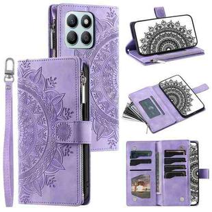 For Honor X6b 4G Global Multi-Card Totem Zipper Leather Phone Case(Purple)