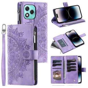 For Honor 400 Lite Multi-Card Totem Zipper Leather Phone Case(Purple)