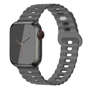 For Apple Watch SE 2023 44mm Reverse Buckle Breathable Silicone Watch Band(Grey)