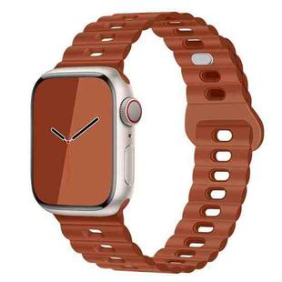 For Apple Watch SE 2023 40mm Reverse Buckle Breathable Silicone Watch Band(Saddle Brown)