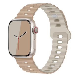 For Apple Watch SE 2023 40mm Reverse Buckle Breathable Silicone Watch Band(Milk Tea Rock White)