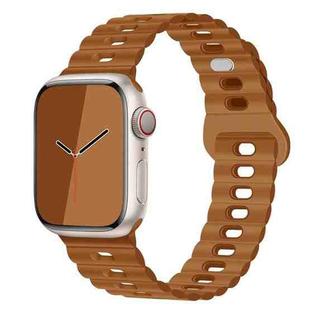 For Apple Watch SE 2023 40mm Reverse Buckle Breathable Silicone Watch Band(Brown)