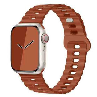 For Apple Watch Ultra 2 49mm Reverse Buckle Breathable Silicone Watch Band(Saddle Brown)