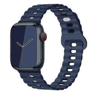 For Apple Watch Ultra 2 49mm Reverse Buckle Breathable Silicone Watch Band(Indigo Blue)