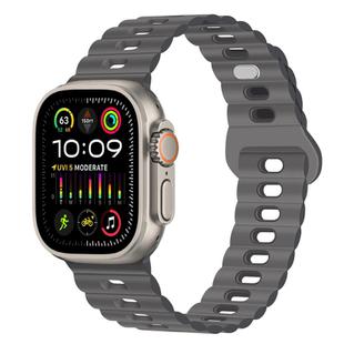 For Apple Watch Ultra 2 49mm Reverse Buckle Breathable Silicone Watch Band(Grey)