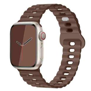 For Apple Watch Ultra 2 49mm Reverse Buckle Breathable Silicone Watch Band(Chocolate)