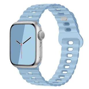 For Apple Watch Ultra 2 49mm Reverse Buckle Breathable Silicone Watch Band(Sky Blue)