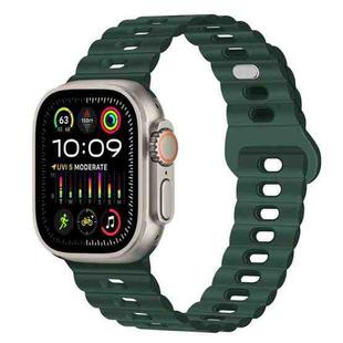 For Apple Watch Ultra 2 49mm Reverse Buckle Breathable Silicone Watch Band(Fir Green)