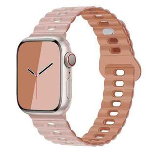 For Apple Watch Series 9 45mm Reverse Buckle Breathable Silicone Watch Band(Oxford Pink Rose Gray)