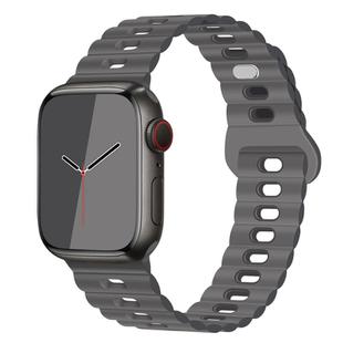 For Apple Watch Series 9 41mm Reverse Buckle Breathable Silicone Watch Band(Grey)