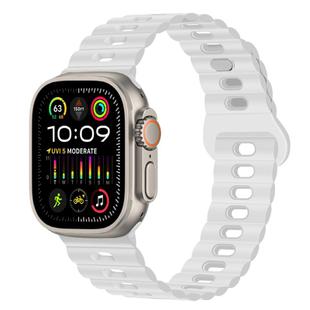 For Apple Watch Ultra 49mm Reverse Buckle Breathable Silicone Watch Band(White)