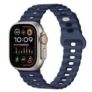 For Apple Watch Ultra 49mm Reverse Buckle Breathable Silicone Watch Band(Indigo Blue)