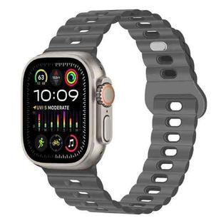 For Apple Watch Ultra 49mm Reverse Buckle Breathable Silicone Watch Band(Grey)