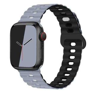 For Apple Watch Ultra 49mm Reverse Buckle Breathable Silicone Watch Band(Obsidian Grey Black)