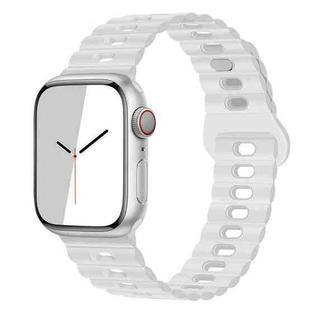 For Apple Watch Series 8 41mm Reverse Buckle Breathable Silicone Watch Band(White)