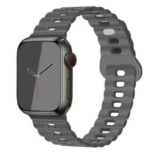 For Apple Watch Series 8 41mm Reverse Buckle Breathable Silicone Watch Band(Grey)