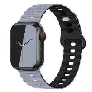 For Apple Watch SE 40mm Reverse Buckle Breathable Silicone Watch Band(Obsidian Grey Black)