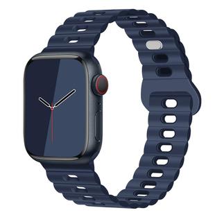 For Apple Watch Series 6 40mm Reverse Buckle Breathable Silicone Watch Band(Indigo Blue)