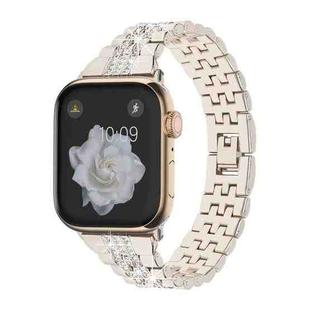 For Apple Watch SE 44mm Bling Diamond Chain Metal Watch Band(Starlight)