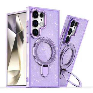 For Samsung Galaxy S24 Ultra Glitter Ring Holder MagSafe Phone Case(Purple)