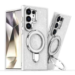 For Samsung Galaxy S24 Ultra Glitter Ring Holder MagSafe Phone Case(White)