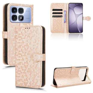 For Redmi K70 Ultra Honeycomb Dot Texture Leather Phone Case(Gold)