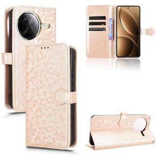 For Redmi K80 / K80 Pro Honeycomb Dot Texture Leather Phone Case(Gold)