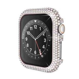 For Apple Watch Series 6 / 5 / 4 / SE 44mm Hollowed Diamond Metal Watch Case(Rose Pink)