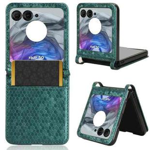 For Motorola Razr 50 Honeycomb Dot Texture Card Slot Leather Phone Case(Green)