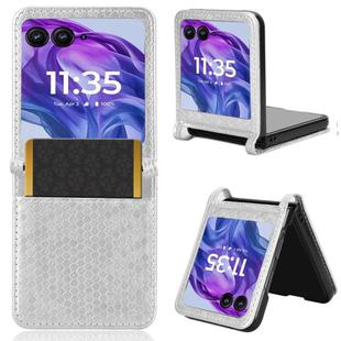 For Motorola Razr 60 Honeycomb Dot Texture Card Slot Leather Phone Case(Silver)