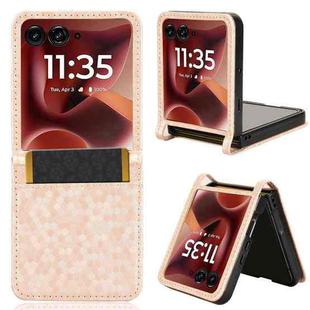 For Motorola Razr 60 Ultra Honeycomb Dot Texture Card Slot Leather Phone Case(Gold)