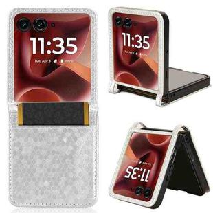 For Motorola Razr 60 Ultra Honeycomb Dot Texture Card Slot Leather Phone Case(Silver)