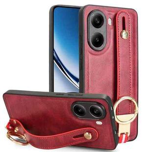 For Redmi Turbo 4 Wristband Leather Back Phone Case(Red)