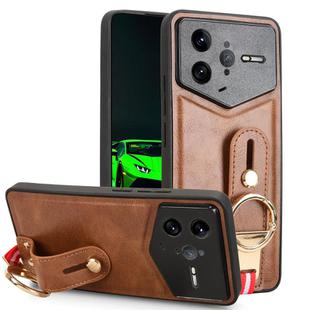 For Redmi K80 Pro Champion Edition Wristband Leather Back Phone Case(Brown)