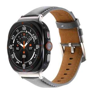 For Samsung Galaxy Watch Ultra 47mm Plain Genuine Leather Watch Band(Grey)