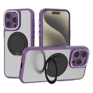 For iPhone 15 Pro Max Bodyguard Rotating Bracket MagSafe Phone Case(Purple)