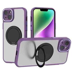 For iPhone 14 Bodyguard Rotating Bracket MagSafe Phone Case(Purple)